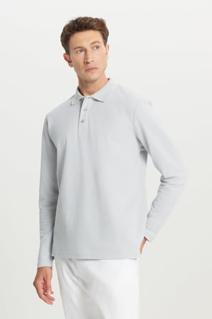 %100 Pamuk Standart Fit Normal Kesim Polo Yaka Sweatshirt