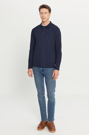 %100 Pamuk Standart Fit Normal Kesim Polo Yaka Sweatshirt
