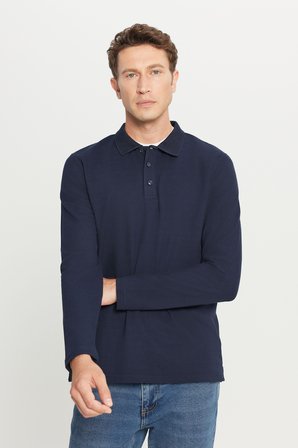 %100 Pamuk Standart Fit Normal Kesim Polo Yaka Sweatshirt