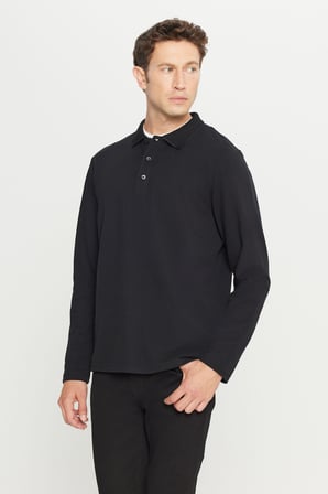%100 Pamuk Standart Fit Normal Kesim Polo Yaka Sweatshirt