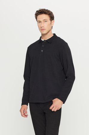 %100 Pamuk Standart Fit Normal Kesim Polo Yaka Sweatshirt