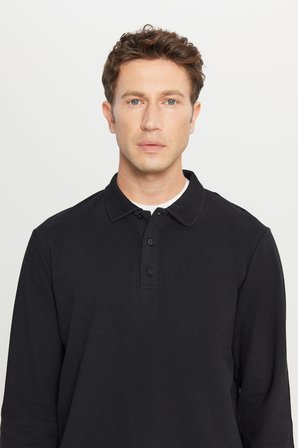 %100 Pamuk Standart Fit Normal Kesim Polo Yaka Sweatshirt
