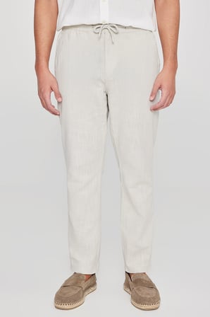 %100 Pamuk Slim Fit Dar Kesim Beli Bağlamalı Yan Cepli Pantolon