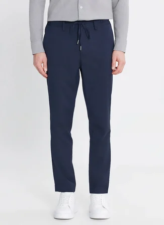Altınyıldız Classics Bağlamalı Bel Normal Paça Slim Fit Lacivert Erkek Pantolon ACE001252701_LAC