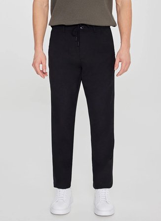 Altınyıldız Classics Bağlamalı Bel Normal Paça Slim Fit Siyah Erkek Pantolon ACE001252701_SYH