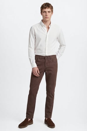 Tailored Slim Fit Dar Kesim Düğmeli Yaka Gofre Desenli Travel Gömlek