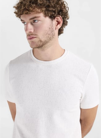 Altınyıldız Classics Beyaz Erkek Bisiklet Yaka Slim Fit Melanj T-Shirt ACE091262300
