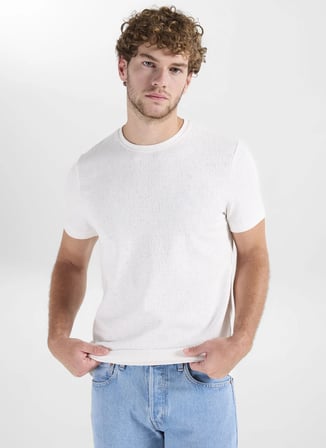 Altınyıldız Classics Beyaz Erkek Bisiklet Yaka Slim Fit Melanj T-Shirt ACE091262300