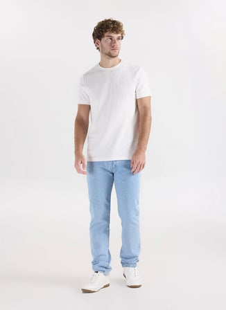 Altınyıldız Classics Beyaz Erkek Bisiklet Yaka Slim Fit Melanj T-Shirt ACE091262300