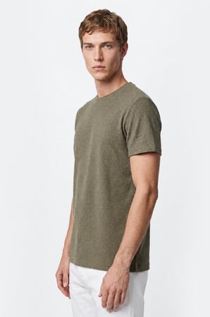 Pamuklu Slim Fit Bisiklet Yaka Jakarlı Esnek Tişört