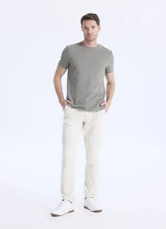 Altınyıldız Classics Gri Erkek Bisiklet Yaka Slim Fit T-Shirt ACE091262300