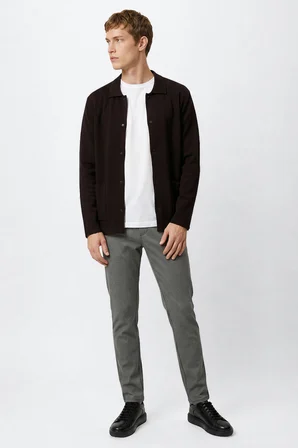 Pamuklu Slim Fit Dar Kesim Armürlü 5 Cepli Esnek Pantolon