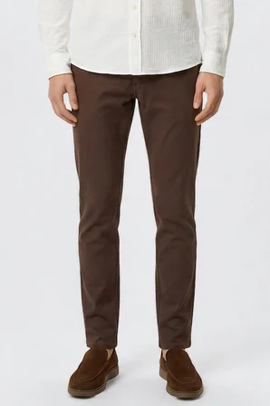 Pamuklu Slim Fit Dar Kesim Armürlü 5 Cepli Esnek Pantolon