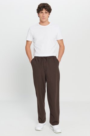 Pamuklu Baggy Fit Rahat Kesim Beli Bağlamalı Yan Cepli Örme Eşofman Altı