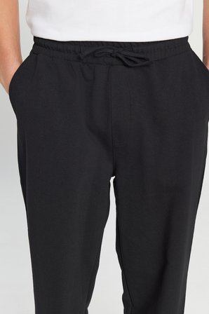 Pamuklu Baggy Fit Rahat Kesim Beli Bağlamalı Yan Cepli Örme Eşofman Altı