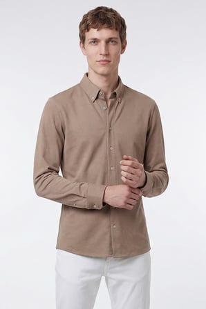 Pamuklu Tailored Slim Fit Dar Kesim Düğmeli Yaka Örme Gömlek