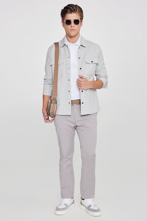 Pamuklu Slim Fit Dar Kesim Yan Cepli Esnek Chino Pantolon
