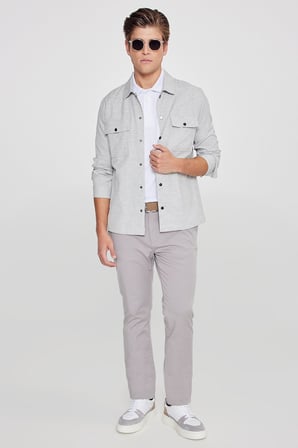 Pamuklu Slim Fit Dar Kesim Yan Cepli Esnek Chino Pantolon