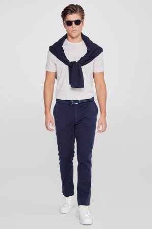 Pamuklu Slim Fit Dar Kesim Yan Cepli Esnek Chino Pantolon