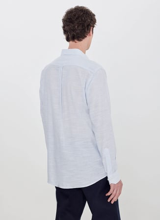 Altınyıldız Classics Beyaz - Mavi Erkek Düğmeli Tailored Fit Kareli Gömlek ACE201262089