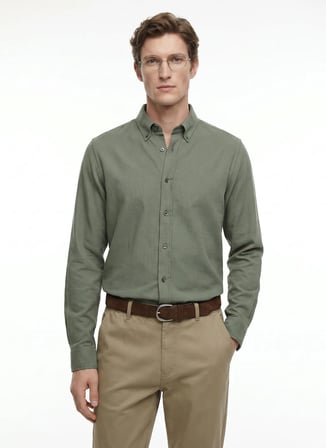Altınyıldız Classics Haki Erkek Düğmeli Tailored Fit Gömlek ACE201262060