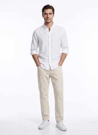 Altınyıldız Classics Beyaz Erkek Düğmeli Comfort Fit Gömlek ACE201262270