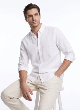 Altınyıldız Classics Beyaz Erkek Düğmeli Comfort Fit Gömlek ACE201262270