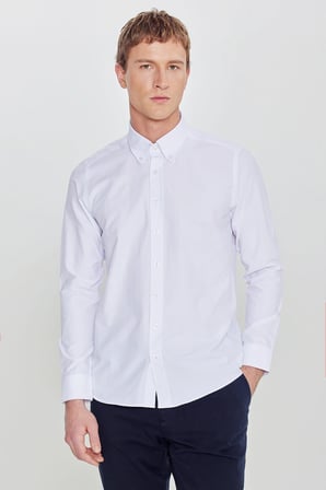 Pamuklu Slim Fit Dar Kesim Gant Yaka Poplin Gömlek