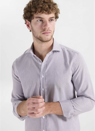 Altınyıldız Classics Beyaz Erkek İtalyan Tailored Fit Çizgili Gömlek ACE201262091