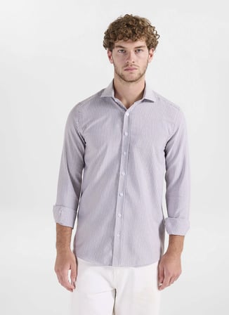 Altınyıldız Classics Beyaz Erkek İtalyan Tailored Fit Çizgili Gömlek ACE201262091