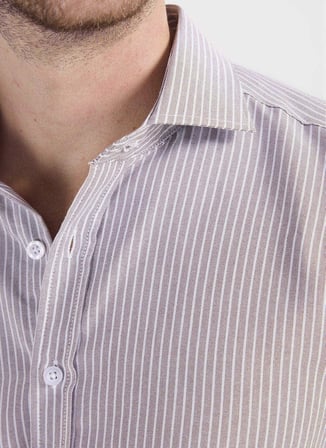 Altınyıldız Classics Beyaz Erkek İtalyan Tailored Fit Çizgili Gömlek ACE201262091