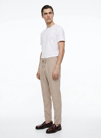 Bej Erkek %100 Pamuk Slim Fit Pantolon ACE001262041