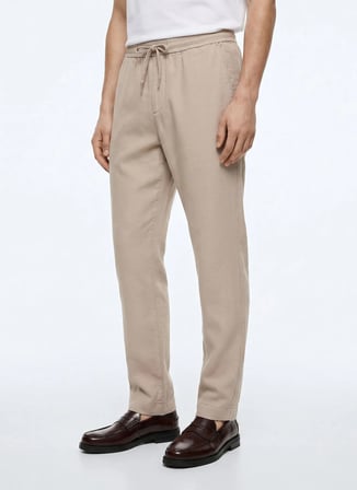 Bej Erkek %100 Pamuk Slim Fit Pantolon ACE001262041