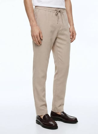 Bej Erkek %100 Pamuk Slim Fit Pantolon ACE001262041