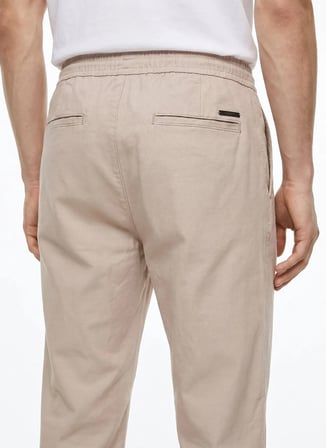 Bej Erkek %100 Pamuk Slim Fit Pantolon ACE001262041
