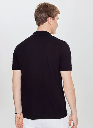 Altınyıldız Classics Polo Yaka Standart Siyah Erkek Kazak ACE044262143_SYH
