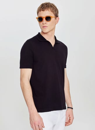 Altınyıldız Classics Polo Yaka Standart Siyah Erkek Kazak ACE044262143_SYH