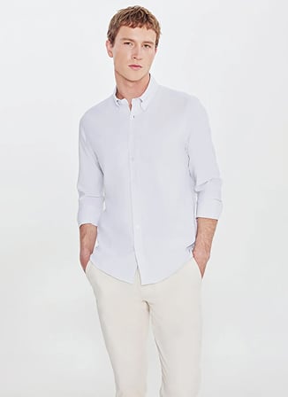 Altınyıldız Classics Mavi Erkek Düğmeli Tailored Fit Çizgili Gömlek