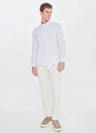 Altınyıldız Classics Mavi Erkek Düğmeli Tailored Fit Çizgili Gömlek