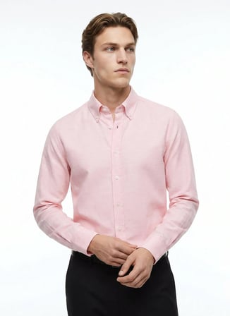 Altınyıldız Classics Turuncu Erkek Düğmeli Tailored Fit Flamlı Gömlek