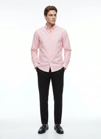 Altınyıldız Classics Turuncu Erkek Düğmeli Tailored Fit Flamlı Gömlek