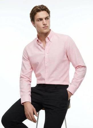 Altınyıldız Classics Turuncu Erkek Düğmeli Tailored Fit Flamlı Gömlek