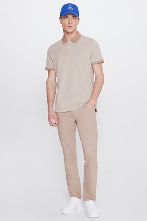 %100 Pamuk Slim Fit Dar Kesim Polo Yaka Tişört