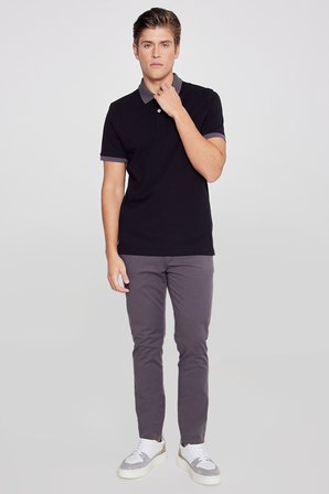 %100 Pamuk Slim Fit Dar Kesim Polo Yaka Tişört