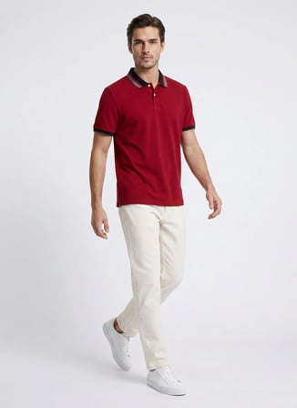 Altınyıldız Classics Bordo Erkek Slim Fit Çizgili Polo T-Shirt ACE091262034