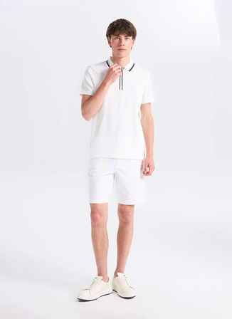 Altınyıldız Classics Ekru Erkek Slim Fit Geometrik Desen Polo T-Shirt ACE091262670