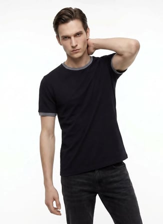 Siyah - Antrasit Erkek %100 Pamuk T-Shirt ACE091262760