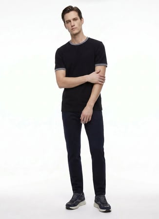 Siyah - Antrasit Erkek %100 Pamuk T-Shirt ACE091262760