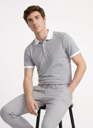Altınyıldız Classics Gri Erkek Slim Fit %100 Pamuk Polo T-Shirt ACE091262932_GMZ