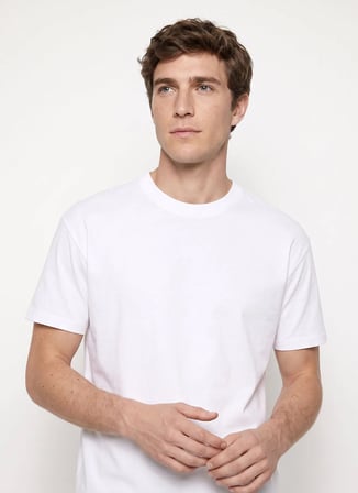 Altınyıldız Classics Beyaz Erkek Bisiklet Yaka Slim Fit T-Shirt ACE091262933